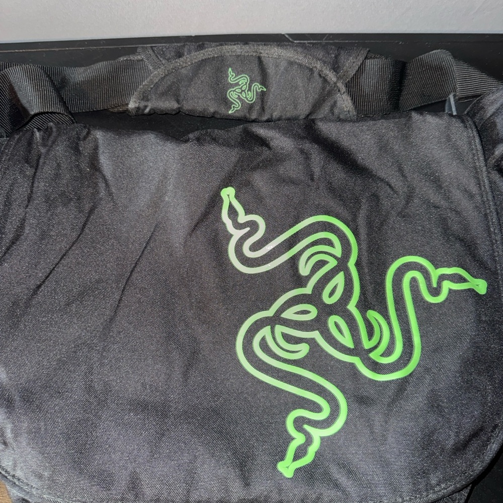 Razer Black Messenger Bag with Green Logo